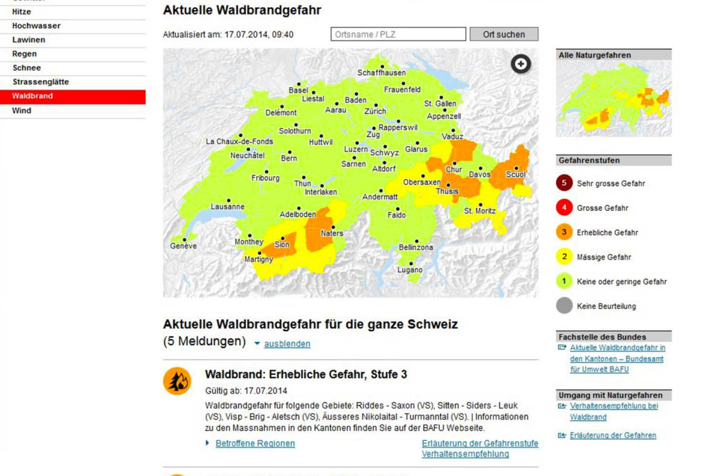 Naturgefahren Waldbrandgefahr